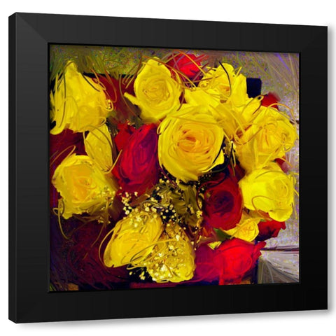 Yellow And Red Roses Black Modern Wood Framed Art Print by Butcher, Sarah