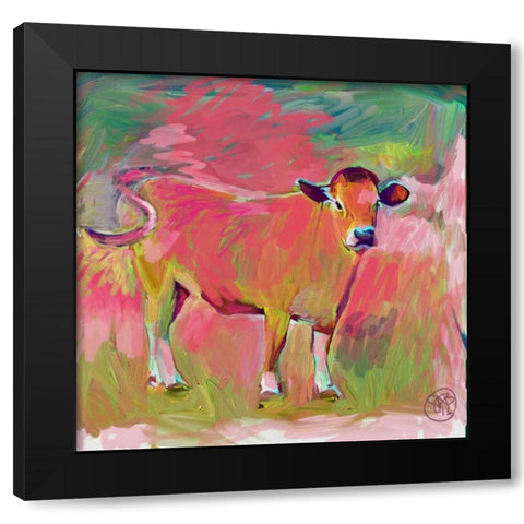 Pink Calf Black Modern Wood Framed Art Print by Butcher, Sarah