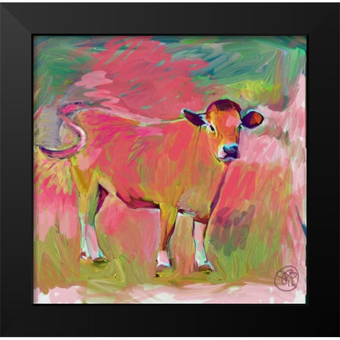 Pink Calf Black Modern Wood Framed Art Print by Butcher, Sarah