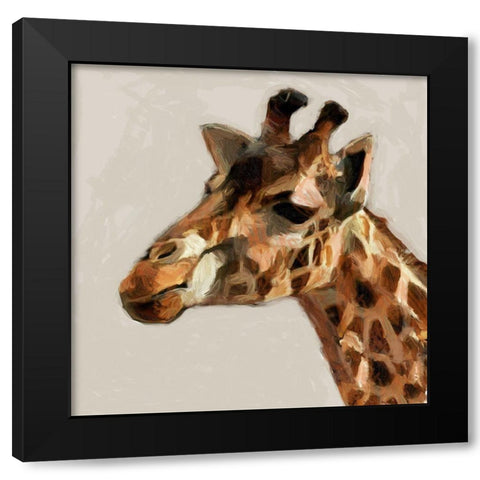 Giraffe Portrait Black Modern Wood Framed Art Print with Double Matting by Butcher, Sarah