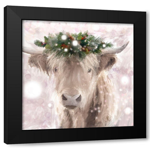 Highland Cow Black Modern Wood Framed Art Print with Double Matting by Butcher, Sarah