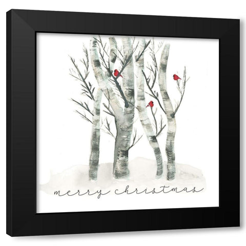 Christmas Cardinals 1 Black Modern Wood Framed Art Print with Double Matting by vdk atelier