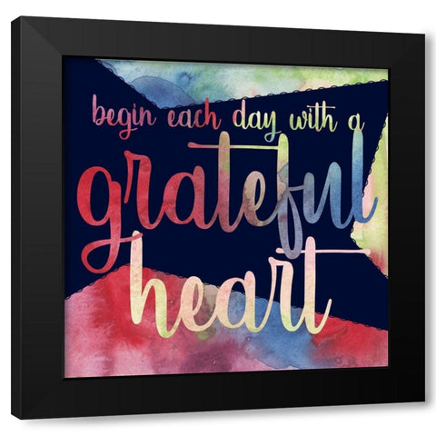 Rainbow Grateful Heart Black Modern Wood Framed Art Print by Stella & Jack Studio