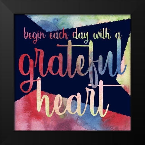 Rainbow Grateful Heart Black Modern Wood Framed Art Print by Stella & Jack Studio
