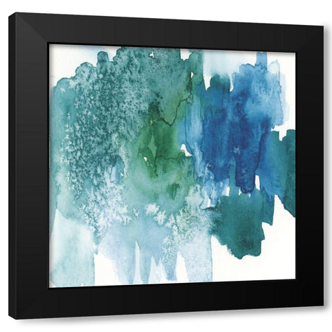 Aqua Abstract Black Modern Wood Framed Art Print by vdk atelier
