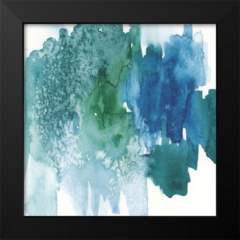 Aqua Abstract Black Modern Wood Framed Art Print by vdk atelier