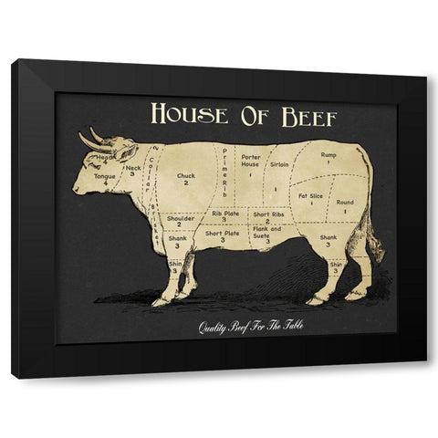 House Of Beef Black Modern Wood Framed Art Print by Carlson, Tina