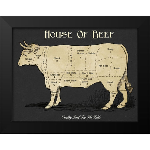 House Of Beef Black Modern Wood Framed Art Print by Carlson, Tina