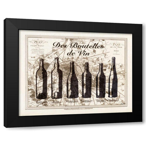 Paris Wine Bottles Black Modern Wood Framed Art Print by Carlson, Tina