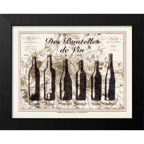 Paris Wine Bottles Black Modern Wood Framed Art Print by Carlson, Tina