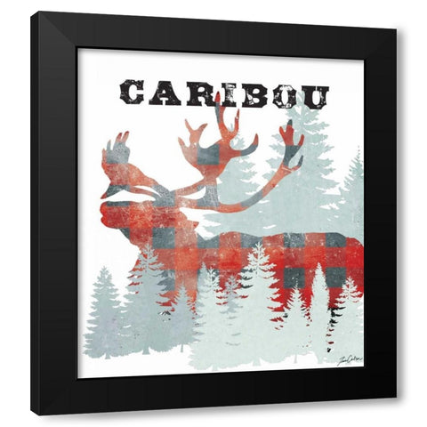 Plaid Caribou Black Modern Wood Framed Art Print by Carlson, Tina