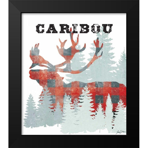 Plaid Caribou Black Modern Wood Framed Art Print by Carlson, Tina