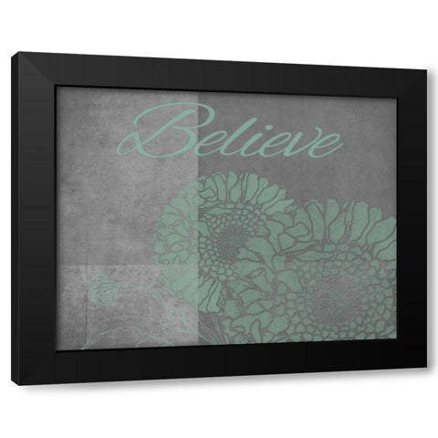 Floral Believe 5 Black Modern Wood Framed Art Print with Double Matting by Carlson, Tina