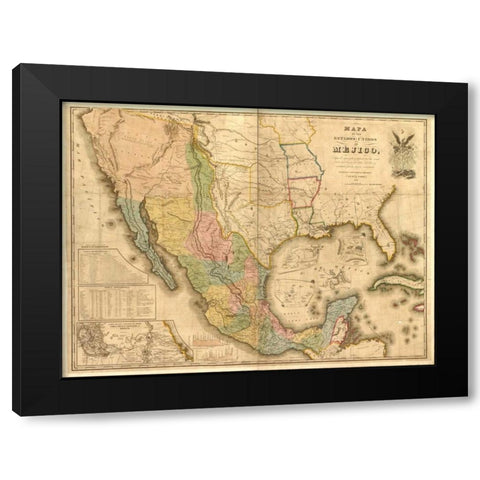 US Mexico Black Modern Wood Framed Art Print by Carlson, Tina