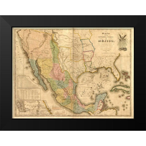 US Mexico Black Modern Wood Framed Art Print by Carlson, Tina