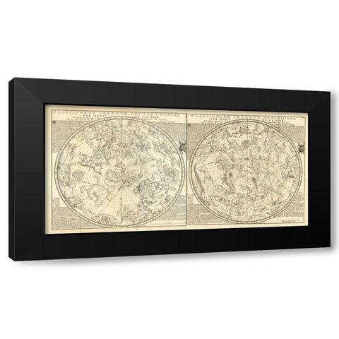 Planisphere Celeste Black Modern Wood Framed Art Print with Double Matting by Carlson, Tina