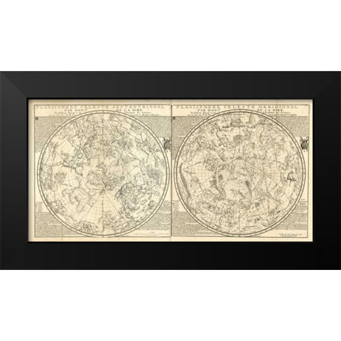 Planisphere Celeste Black Modern Wood Framed Art Print by Carlson, Tina