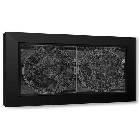 Planisphere Celeste BW Black Modern Wood Framed Art Print with Double Matting by Carlson, Tina
