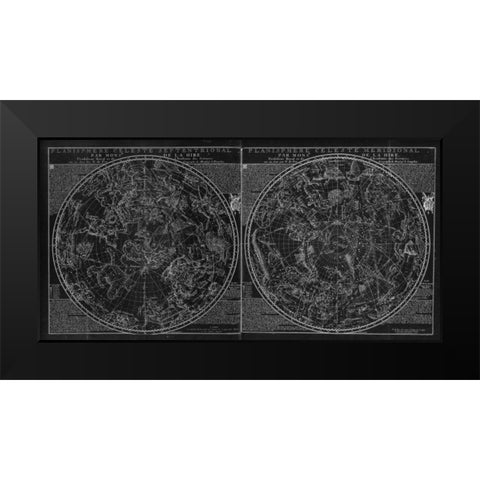 Planisphere Celeste BW Black Modern Wood Framed Art Print by Carlson, Tina