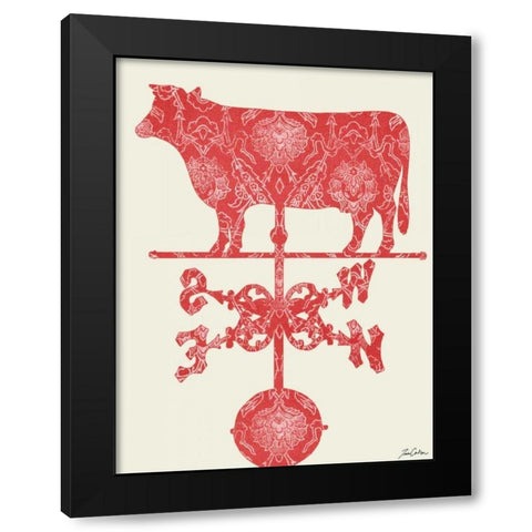 Weather Vane Cow Black Modern Wood Framed Art Print by Carlson, Tina