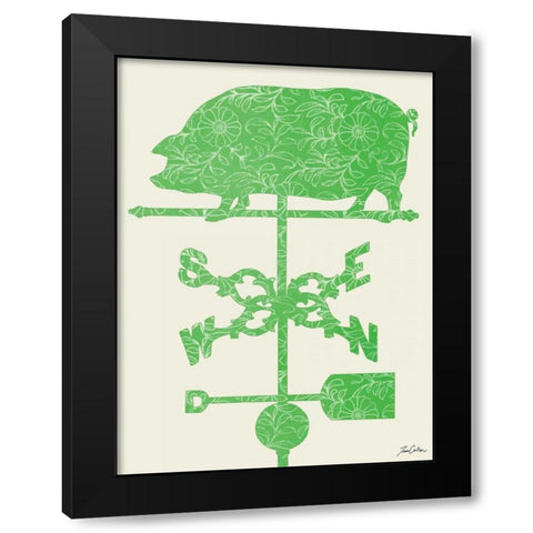 Weather Vane Hog Black Modern Wood Framed Art Print with Double Matting by Carlson, Tina