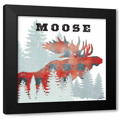 Moose Plaid Black Modern Wood Framed Art Print with Double Matting by Carlson, Tina