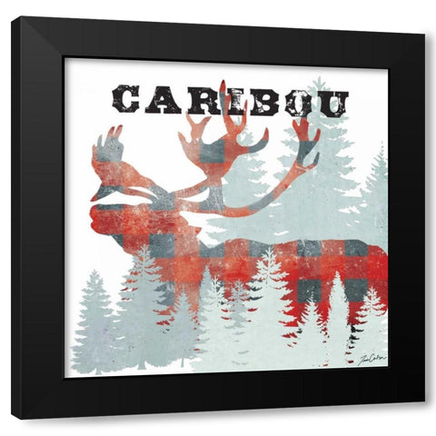 Plaid Caribou Black Modern Wood Framed Art Print with Double Matting by Carlson, Tina