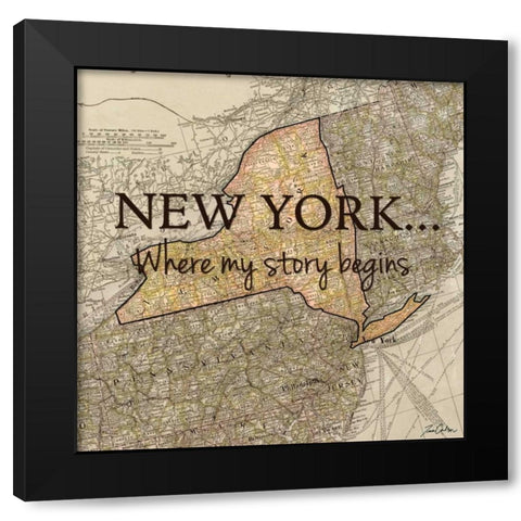 New York Story Black Modern Wood Framed Art Print by Carlson, Tina