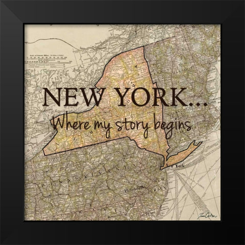 New York Story Black Modern Wood Framed Art Print by Carlson, Tina