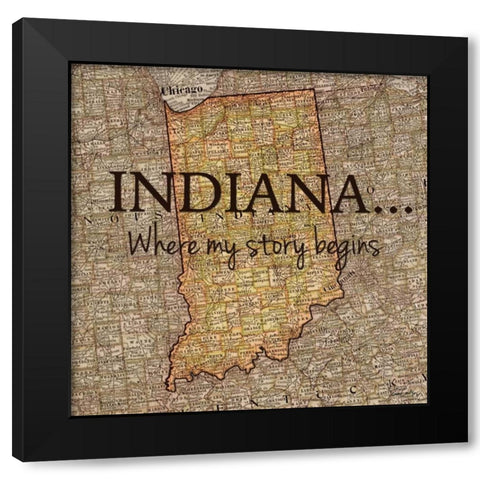 Story Indiana Black Modern Wood Framed Art Print by Carlson, Tina