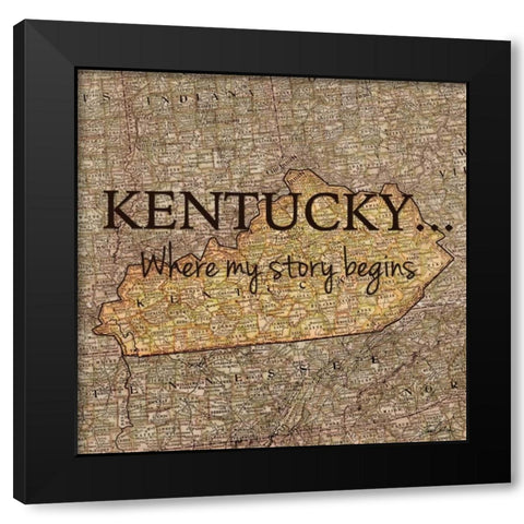 Story Kentucky Black Modern Wood Framed Art Print by Carlson, Tina