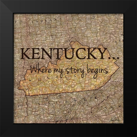 Story Kentucky Black Modern Wood Framed Art Print by Carlson, Tina