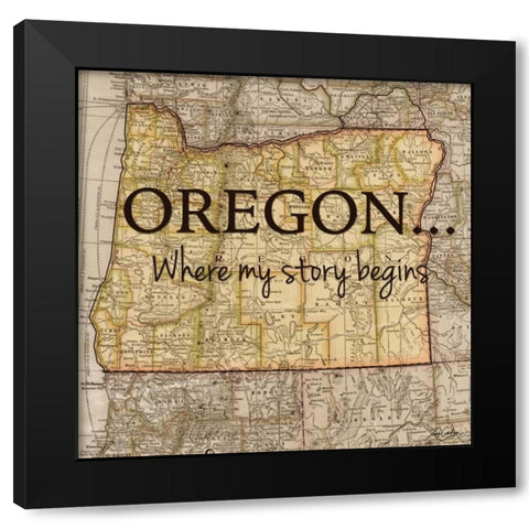 Story Oregon Black Modern Wood Framed Art Print with Double Matting by Carlson, Tina