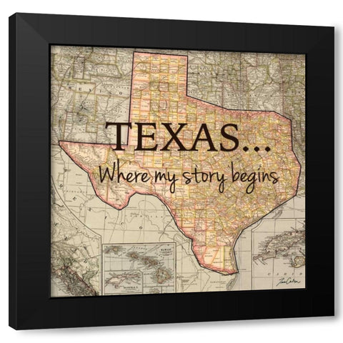 Story Wisconsin Black Modern Wood Framed Art Print by Carlson, Tina