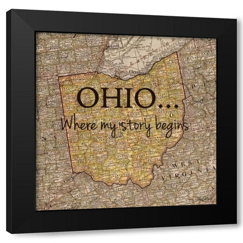 Story Ohio Black Modern Wood Framed Art Print with Double Matting by Carlson, Tina