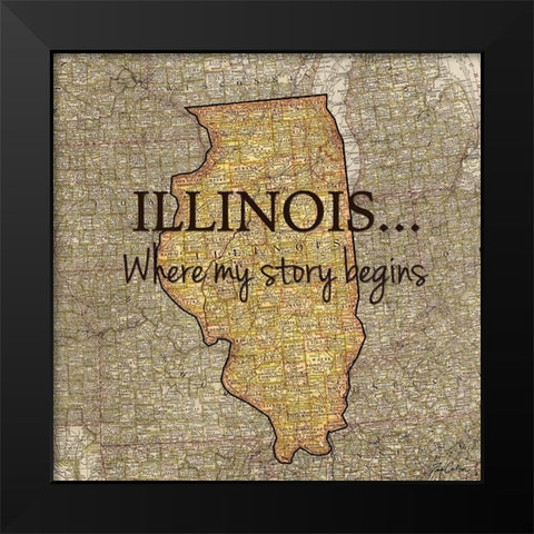 Story Illinois Black Modern Wood Framed Art Print by Carlson, Tina