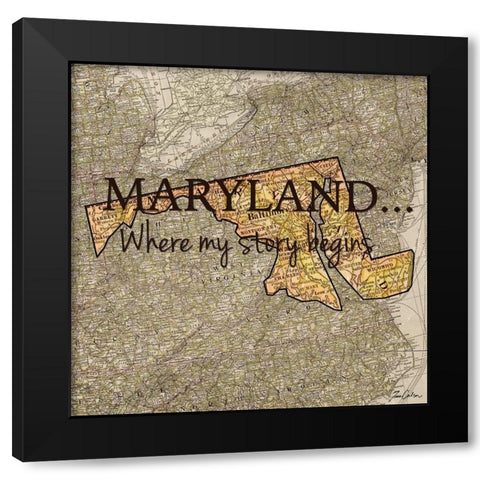 Story Maryland Black Modern Wood Framed Art Print with Double Matting by Carlson, Tina