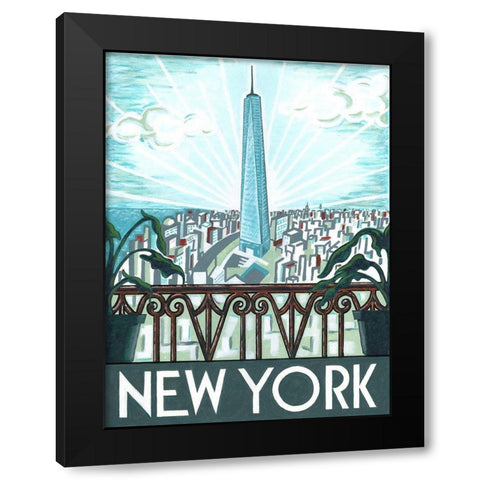 New York View Black Modern Wood Framed Art Print by Reaves, Thom