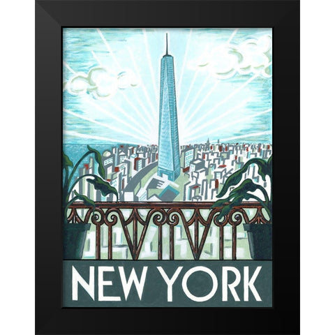 New York View Black Modern Wood Framed Art Print by Reaves, Thom