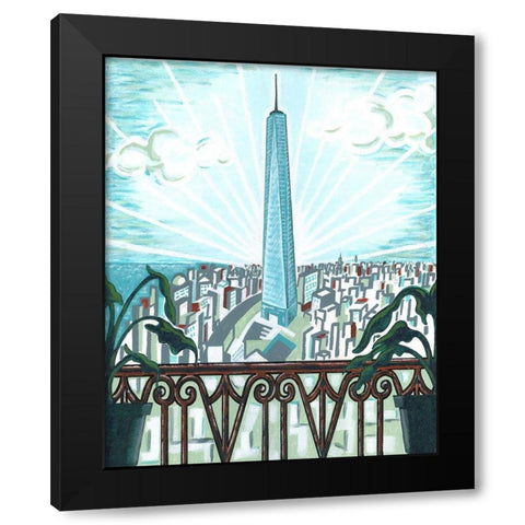 New York View 2 Black Modern Wood Framed Art Print with Double Matting by Reaves, Thom