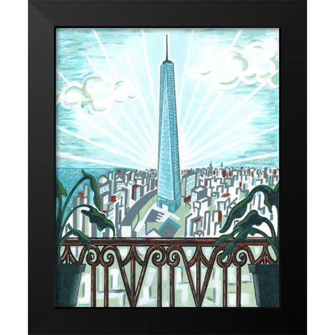 New York View 2 Black Modern Wood Framed Art Print by Reaves, Thom
