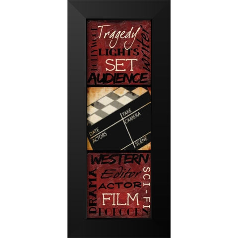 LIGHTS  CAMERA  ACTION B Black Modern Wood Framed Art Print by Greene, Taylor