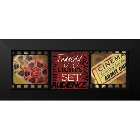 LIGHTS  CAMERA  ACTION C Black Modern Wood Framed Art Print by Greene, Taylor