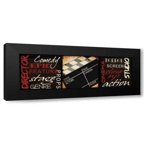 LIGHTS CAMERA ACTION D Black Modern Wood Framed Art Print by Greene, Taylor