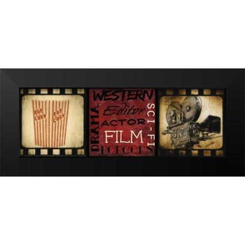 LIGHTS CAMERA ACTION E Black Modern Wood Framed Art Print by Greene, Taylor