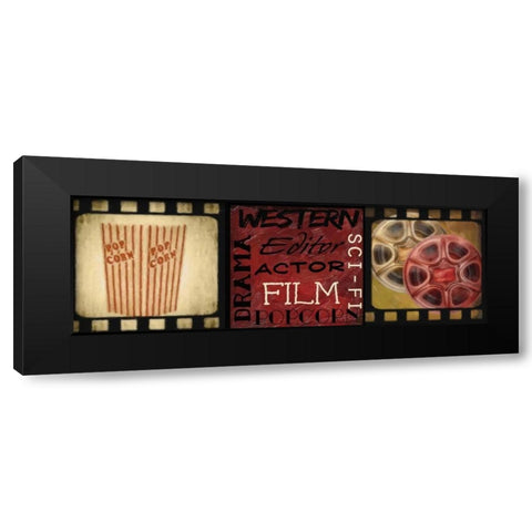 POPCORN AND FILM REEL Black Modern Wood Framed Art Print by Greene, Taylor