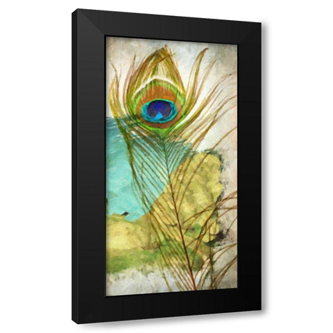 PEACOCK FEATHER 1 Black Modern Wood Framed Art Print with Double Matting by Greene, Taylor