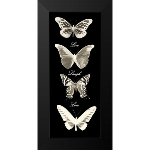 Live Laugh Love Butterflies Black Modern Wood Framed Art Print by Greene, Taylor