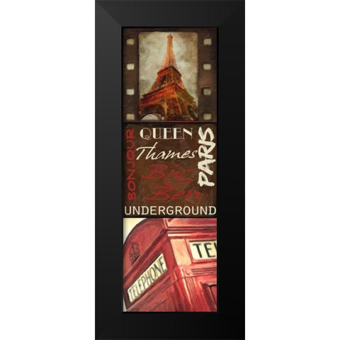 Travel 9 Patch A Black Modern Wood Framed Art Print by Greene, Taylor