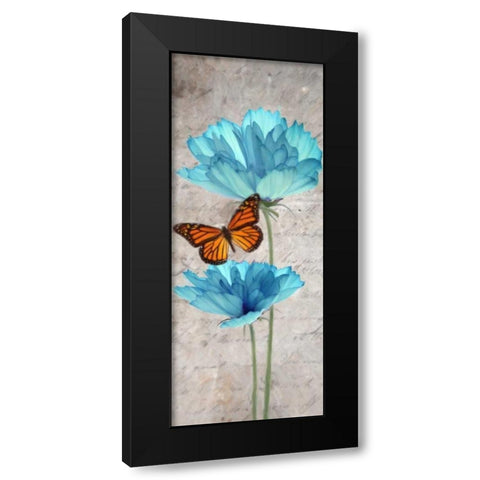 Blue Floral Panel I Black Modern Wood Framed Art Print with Double Matting by Greene, Taylor